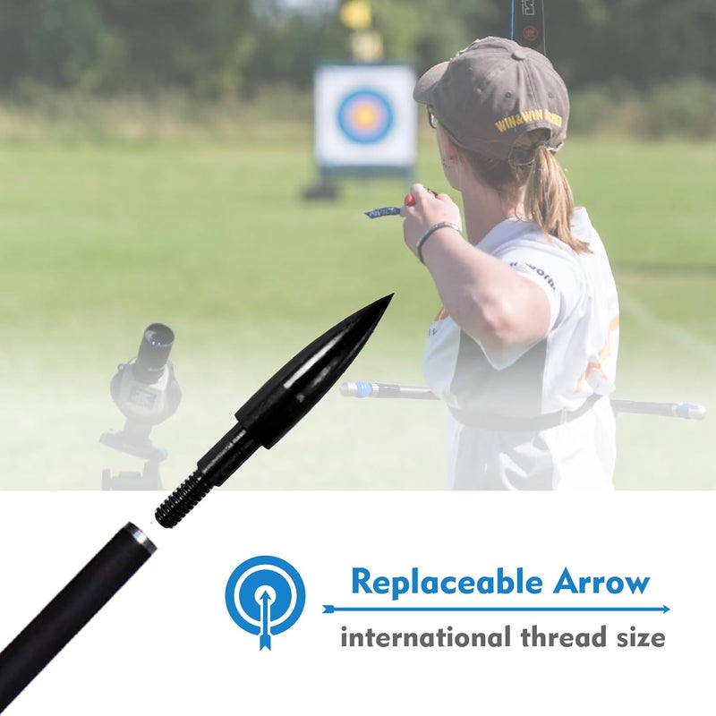 MOLFUJ 12pcs Archery Arrow Tips 100/125/150/200 Grain Field Tips 5/16 Inch Screw in Bullet Points , Archery Target Crossbow Practice Tip for Arrow Recurve Bow Compound Bow, Hunting Bow Arrow Target Practice - Image 4